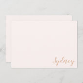 ミニマパーソナライズされたリスト書道ネーム赤面淡 ノートカード (正面/裏面)