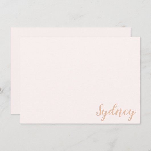 ミニマパーソナライズされたリスト書道ネーム赤面淡 ノートカード (正面/裏面)