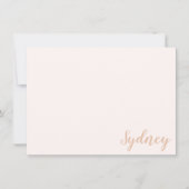 ミニマパーソナライズされたリスト書道ネーム赤面淡 ノートカード (正面)