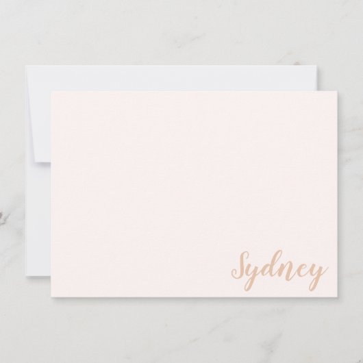 ミニマパーソナライズされたリスト書道ネーム赤面淡 ノートカード (正面)