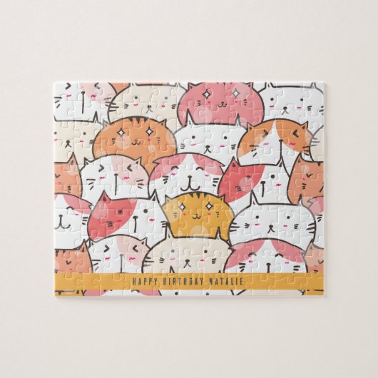 ミニマパーソナライズされたリスト猫オレンジパズル8"x10" ジグソーパズル (横)