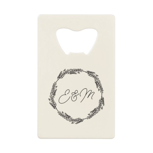 ミニマパーソナライズされたリスト結婚式の引き出物 クレジットカード栓抜き (正面)