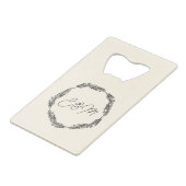 ミニマパーソナライズされたリスト結婚式の引き出物 クレジットカード栓抜き (正面アングル)