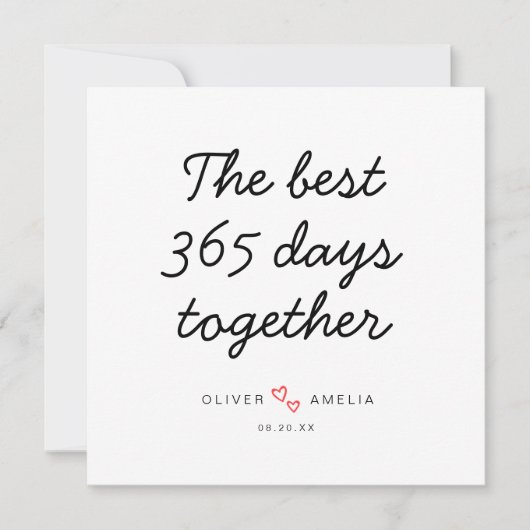 ミニマパーソナライズされたリスト結婚1周年 カード (正面)