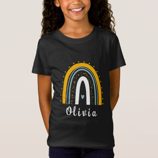 ミニマパーソナライズされたリストBoho Rainbowとの名前 Tシャツ (正面)