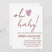 ミニマパーソナライズされたリストOhベビー共同ベビーシャワー 招待状 (正面/裏面)