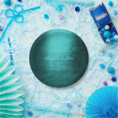 ミニマパーソナライズされたリズムティール（緑がかった色）トロピック結婚ホワイト ペーパープレート (パーティー)