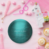 ミニマパーソナライズされたリズムティール（緑がかった色）トロピック結婚ホワイト ペーパープレート (パーティー)