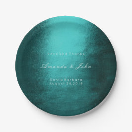 ミニマパーソナライズされたリズムティール（緑がかった色）トロピック結婚ホワイト ペーパープレート
