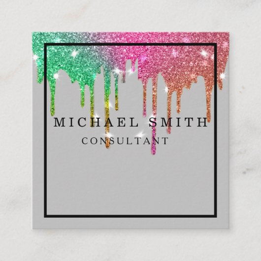 ミニマパーソナライズされたリモダンストQRコードロゴ スクエア名刺 (正面)