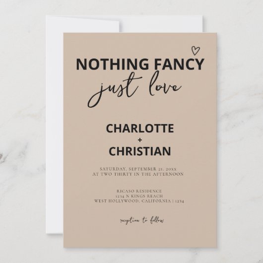 ミニマファンシーリストのクラフトを愛す結婚るもの 招待状 (正面)