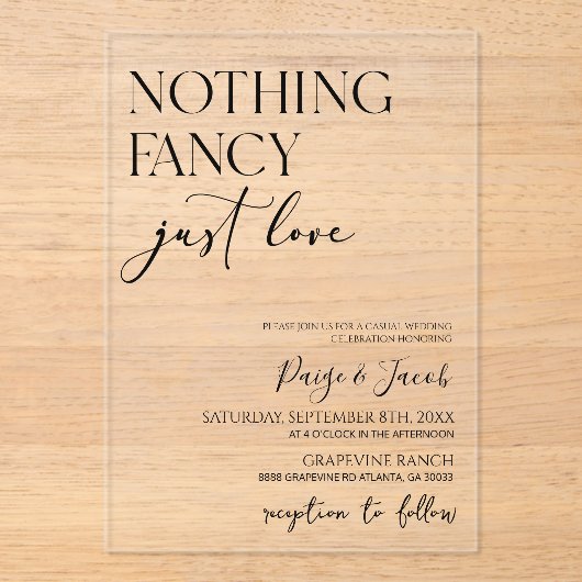 ミニマファンシーリストを愛すカジュアルる結婚ものは アクリル招待状 (正面)