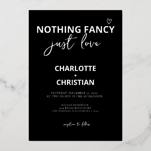 ミニマファンシーリストを愛す結婚るもの 箔招待状 (正面)