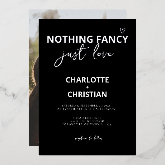 ミニマファンシーリストを愛す結婚るもの 箔招待状 (正面/裏面)