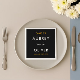 ミニマファンシーリスト黒結婚モノグラム スタンダードカクテルナプキン