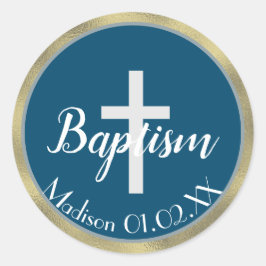 ミニマフェイクリスト金ゴールド洗礼クロスチャイルドの名前 ラウンドシール