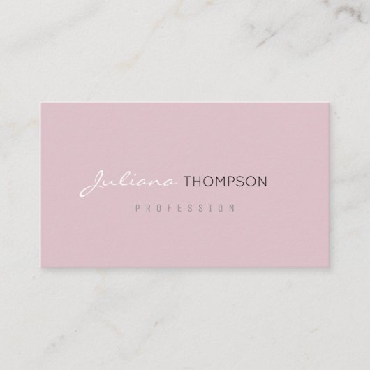 ミニマフェミニンル淡い色のピンク女性教授 名刺 (正面)