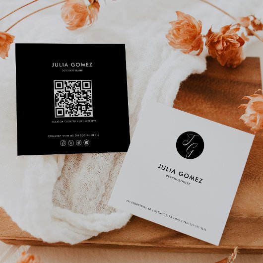 ミニマフォーマルリストの白黒の心理学者 スクエア名刺