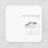 ミニマフォーマルリストグレーとホワイト不動産仲介業者 スクエア名刺 (正面)