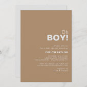 ミニマフォーマルリストブラウンOh男の子の赤ちゃんシャワー 招待状 (正面/裏面)