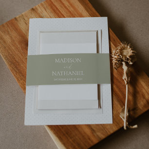 ミニマミニマルリストの緑の白結婚色 招待状ベリーバンド