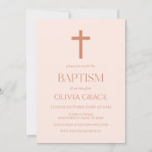 ミニマミニマルリストシンプルブラウンボホバプテスマ 招待状 (正面)