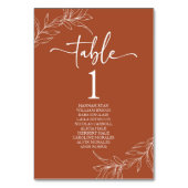 ミニマミニマルリストテラコッタブランチ結婚リーフ テーブルナンバー (裏面)