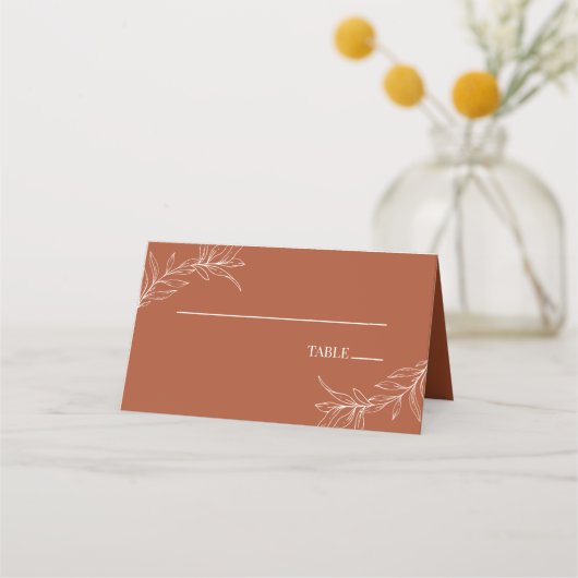 ミニマミニマルリストテラコッタブランチ結婚リーフ プレイスカード (正面)