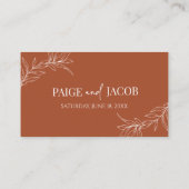 ミニマミニマルリストテラコッタブランチ結婚リーフ プレイスカード (裏面)