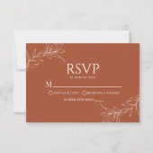 ミニマミニマルリストテラコッタブランチ結婚リーフ 出欠カード (正面)