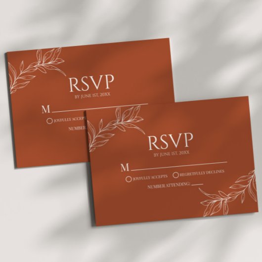 ミニマミニマルリストテラコッタブランチ結婚リーフ 出欠カード