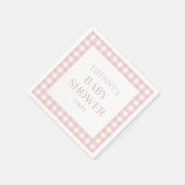 ミニマミニマルリストピンクプレイドベビーシャワー スタンダードカクテルナプキン (角)