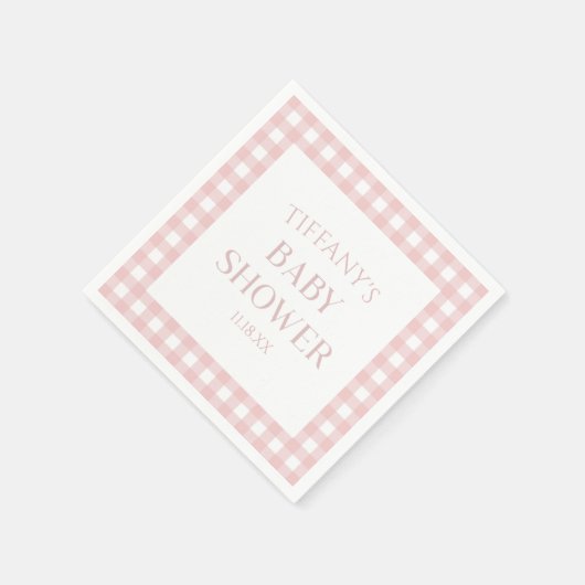 ミニマミニマルリストピンクプレイドベビーシャワー スタンダードカクテルナプキン (角)