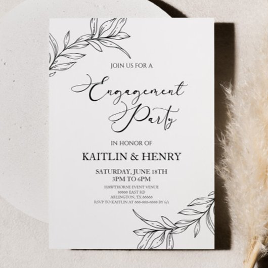 ミニマミニマルリストブランチ葉婚約パーティ 招待状