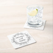 ミニマミニマルリストブランチ&リーフリース結婚ズ スクエアペーパーコースター (インサイチュ)