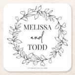 ミニマミニマルリストブランチ&リーフリース結婚ズ スクエアペーパーコースター<br><div class="desc">ミニマミニマルリストのブランチとリーフリースの紙コースタ結婚ー!</div>