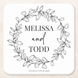 ミニマミニマルリストブランチ&リーフリース結婚ズ スクエアペーパーコースター
