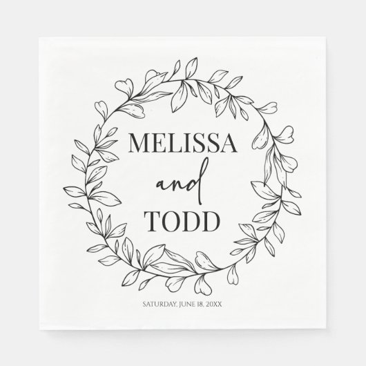 ミニマミニマルリストブランチ&リーフリース結婚ズ スタンダードランチョンナプキン (正面)