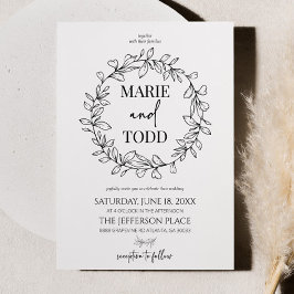 ミニマミニマルリストブランチ&リーフリース結婚ズ 招待状