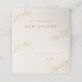 ミニマミニマルリストベージュ金ゴールドブランチ結婚リーフ プレイスカード (外部開封)