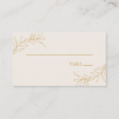 ミニマミニマルリストベージュ金ゴールドブランチ結婚リーフ プレイスカード (正面)