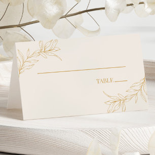 ミニマミニマルリストベージュ金ゴールドブランチ結婚リーフ プレイスカード