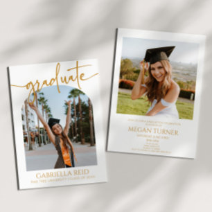 ミニマミニマルリスト写真アーチ卒業パーティー 招待状