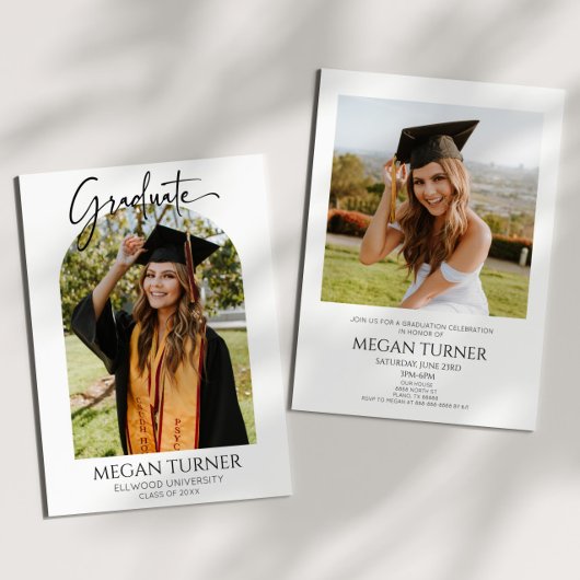 ミニマミニマルリスト写真アーチ卒業パーティー 招待状