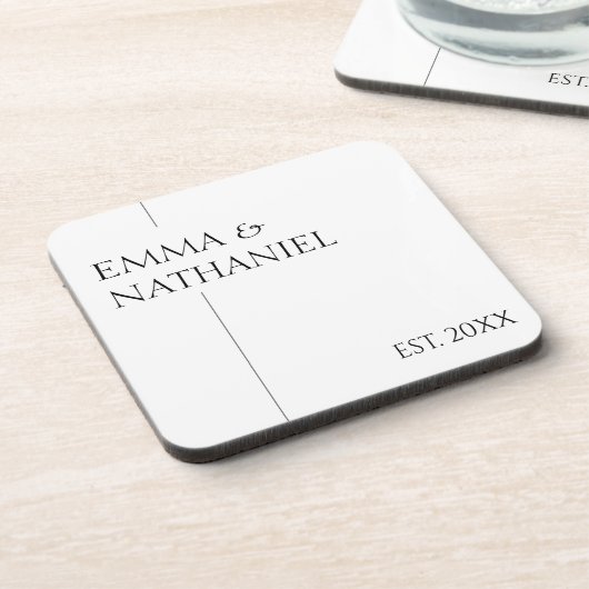 ミニマミニマルリスト名前をカスタムするの結婚贈り物 コースター (左側)