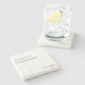 ミニマミニマルリスト名前をカスタムするの結婚贈り物 ストーンコースター (横)