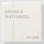 ミニマミニマルリスト名前をカスタムするの結婚贈り物 ストーンコースター (正面)