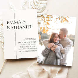 ミニマミニマルリスト白黒シンプル結婚ズ 招待状