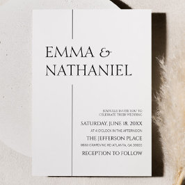 ミニマミニマルリスト白黒シンプル結婚ズ 招待状