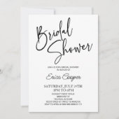 ミニマミニマルリスト白黒ブライダルシャワー 招待状 (正面)